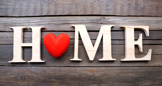 Image of the word home with a heart